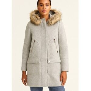 JCrew $365 Chateau Parka Heather Dusk Gray Wool Jacket, Size 4